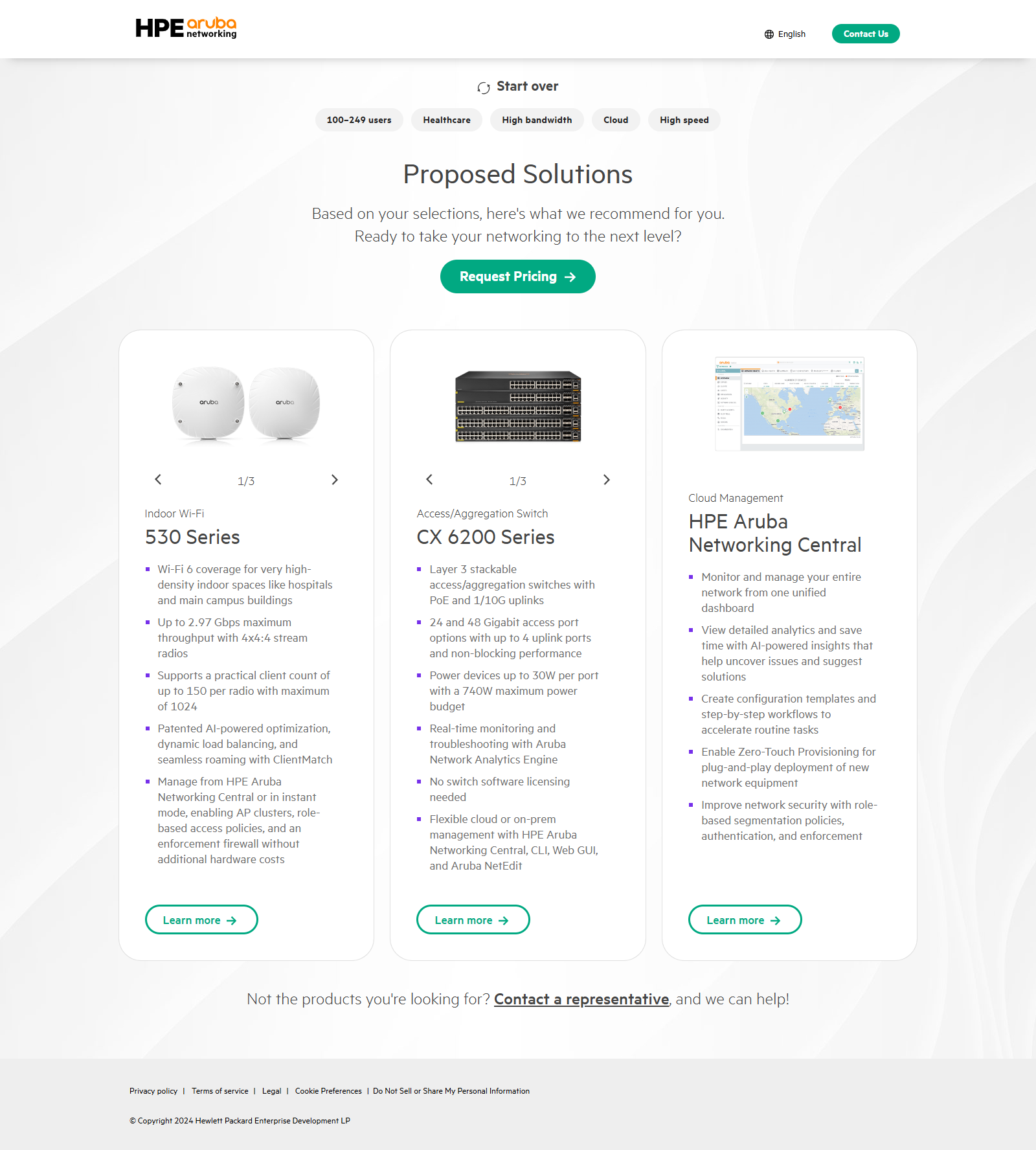 SMB product wizard: recommended solution