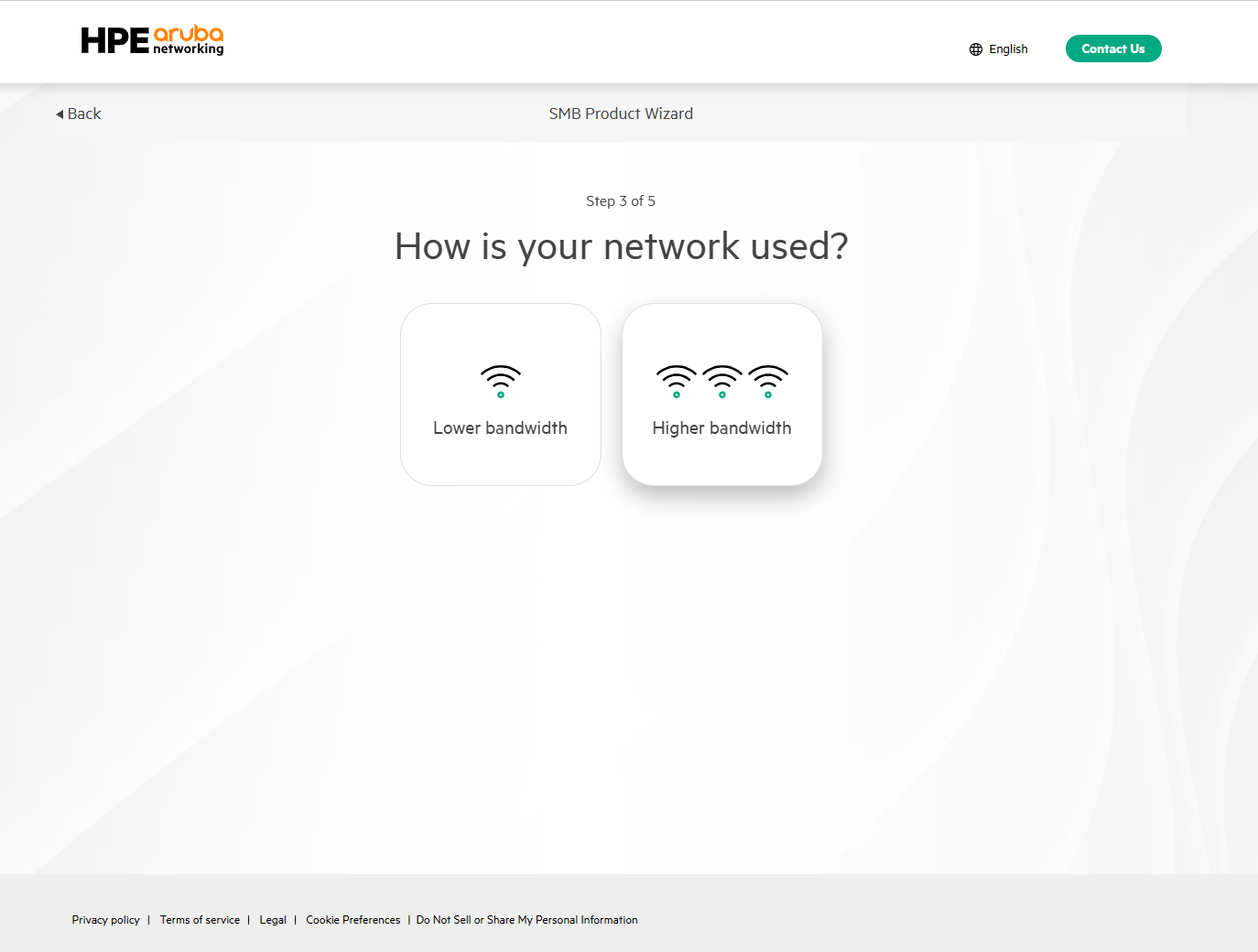SMB product wizard: step 3