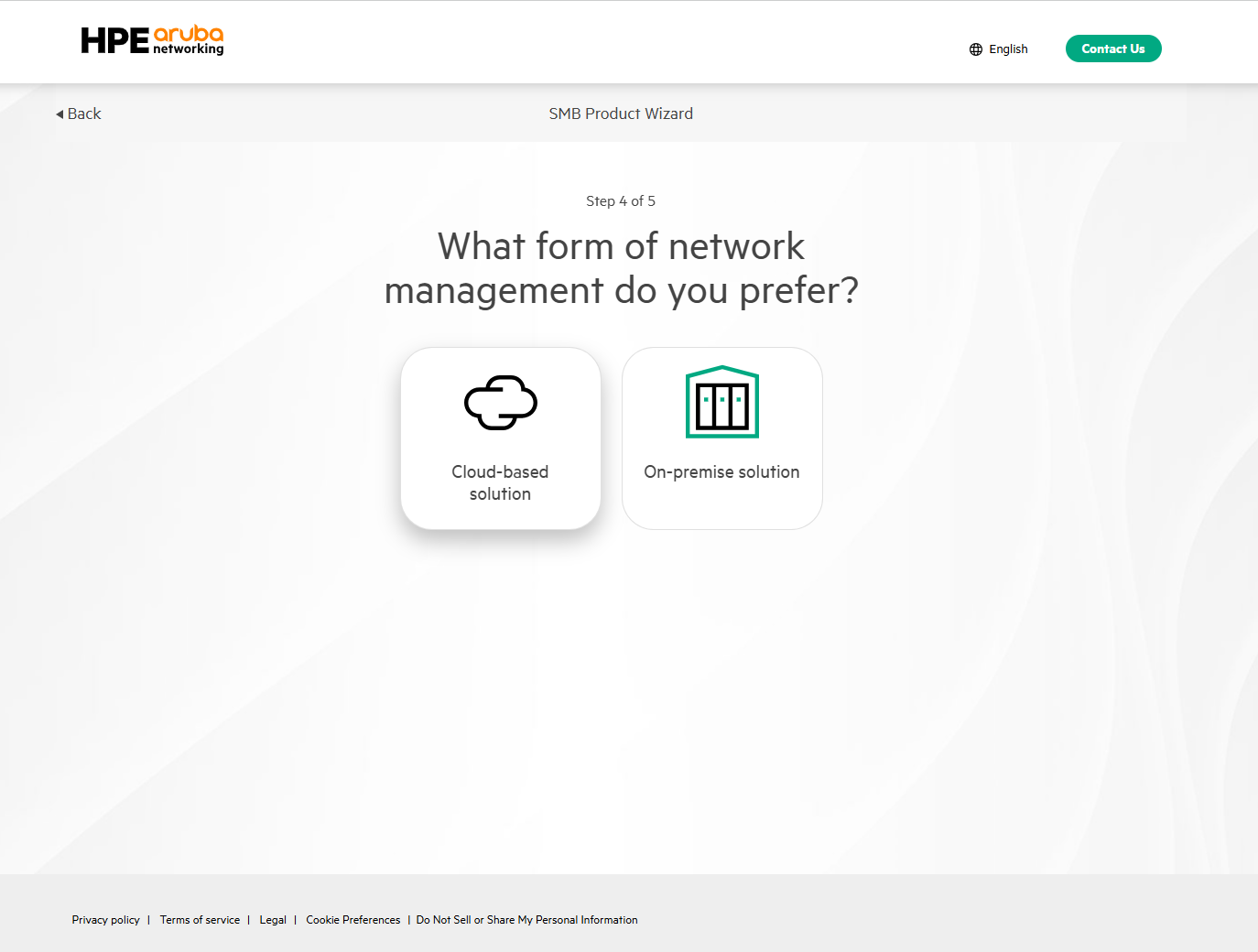SMB product wizard: step 4
